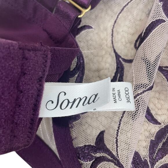 Soma Sensuous Lace Unlined Bra Size 36DDD Sheer Elegant Romantic Feminine - Picture 9 of 10